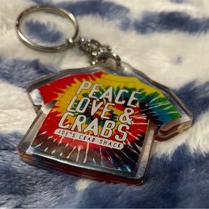 Vintage 90s Y2K Tie Dye Eat At Joe's Crab Shack Peace Love & Crabs 🦀 Keychain